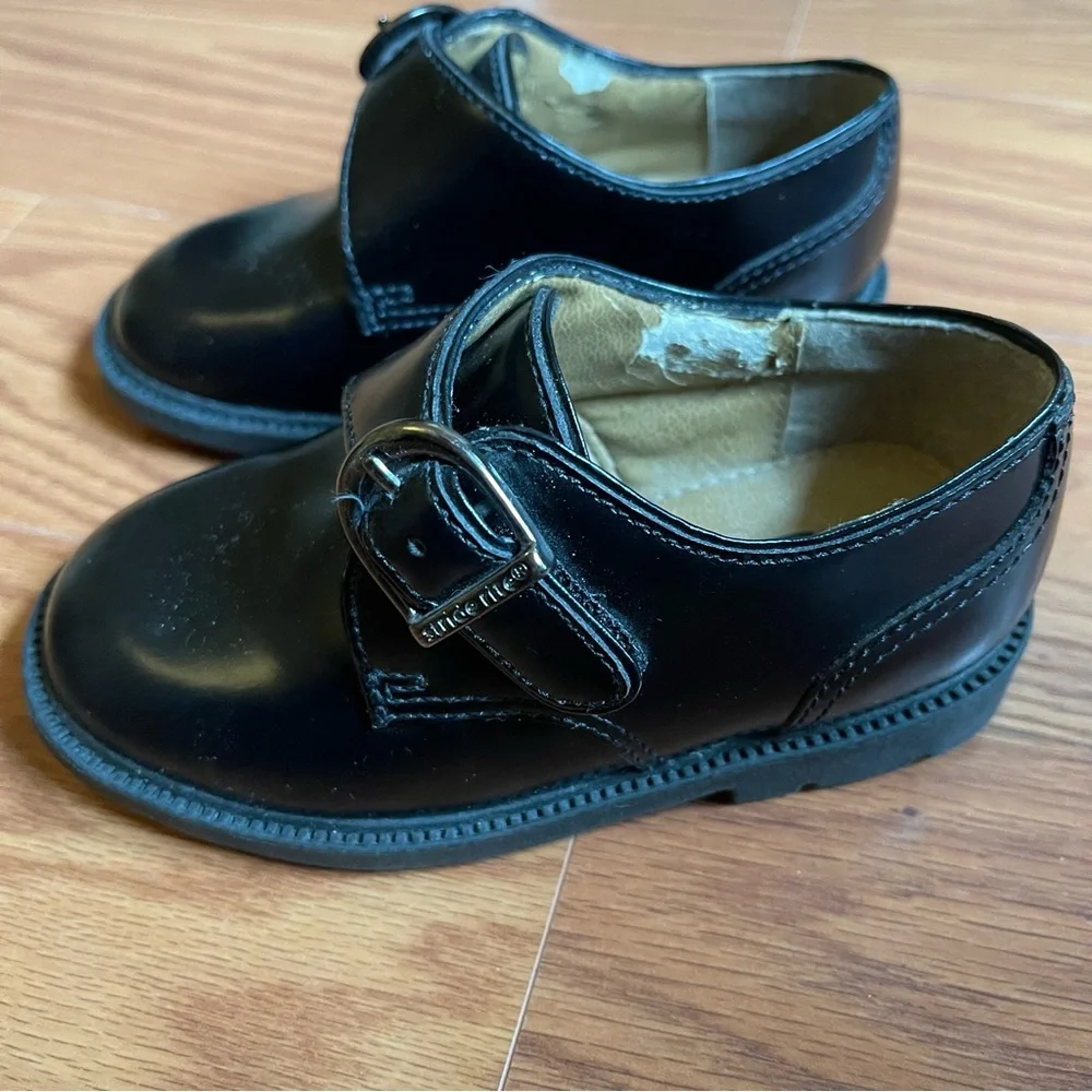 Little Boys Stride Rite Black Leather Dress Shoes w/ Buckles - Size 6 1/2 M